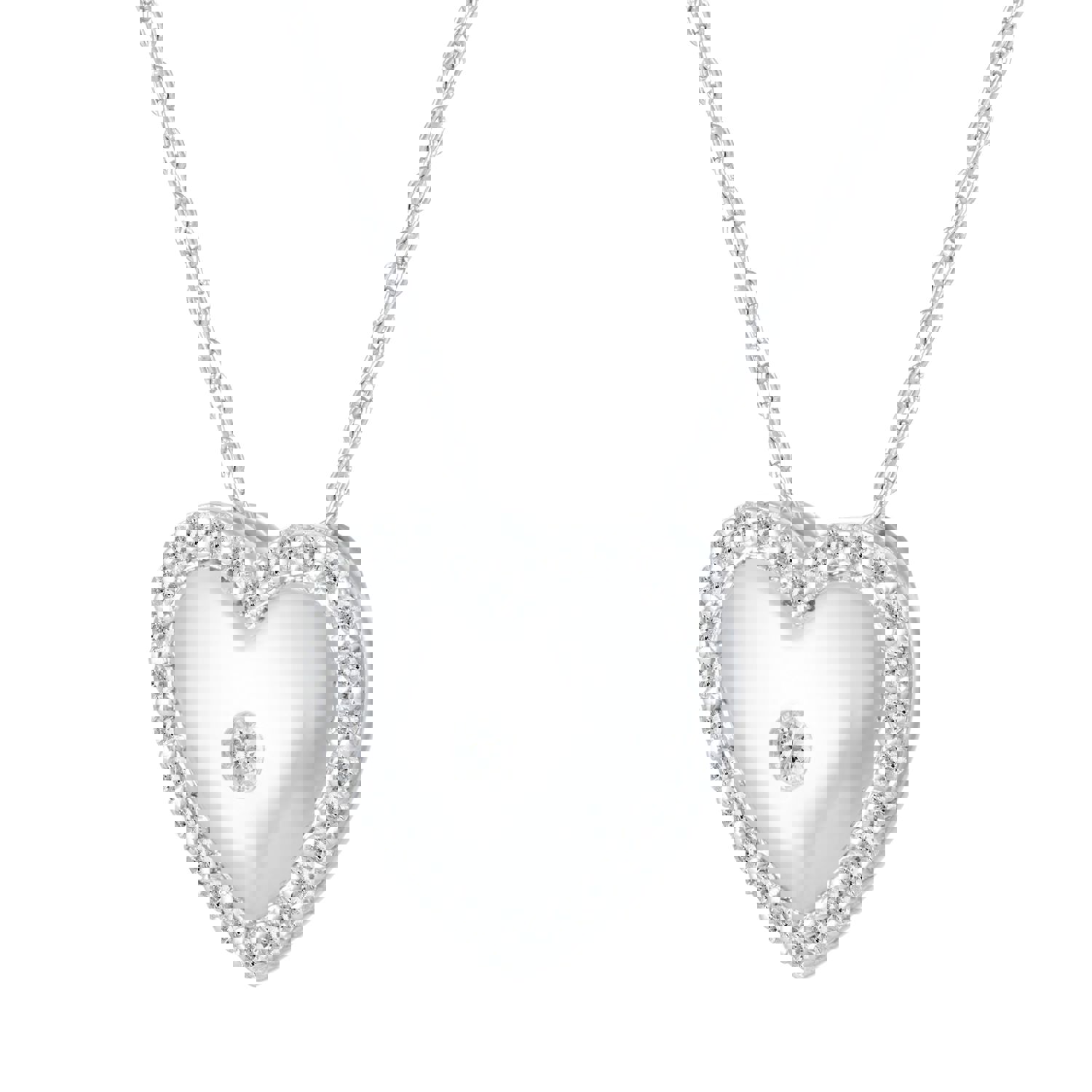 Set of 2: 3/8 CT TW Diamond Puff Halo Heart Pendant & Earrings in 925 Sterling Silver