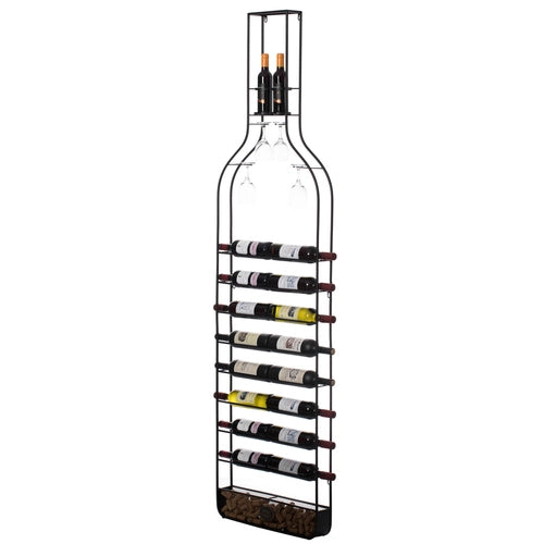 Big Vintage Decorative Metal Bottle Shaped Wine Bottle Holder for Living Room, Dining, or Entryway