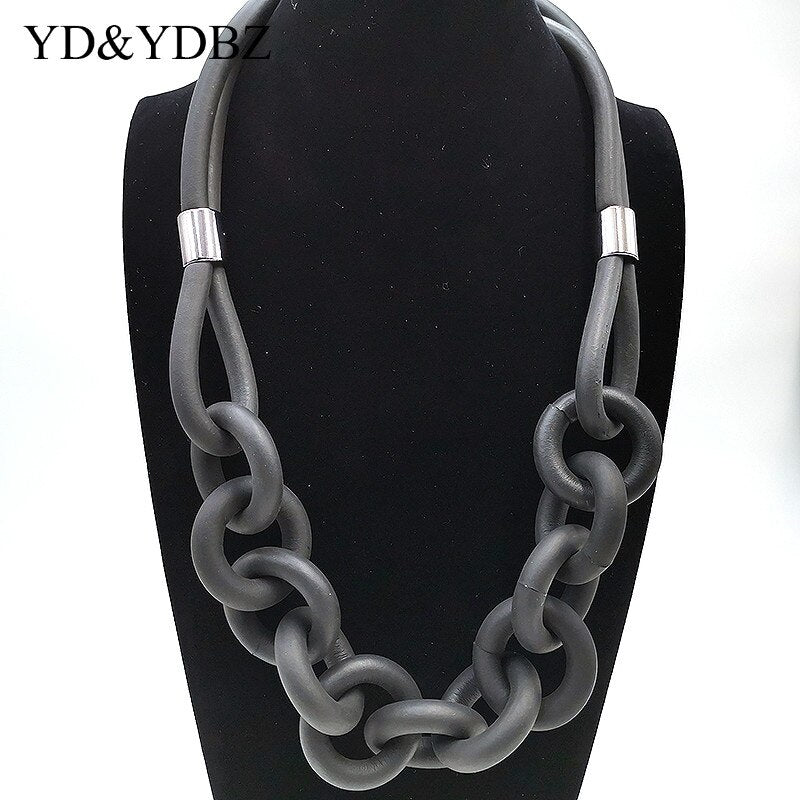 YD&YDBZ Punk Pendant Necklace for Women - Rubber Choker with Geometric Design