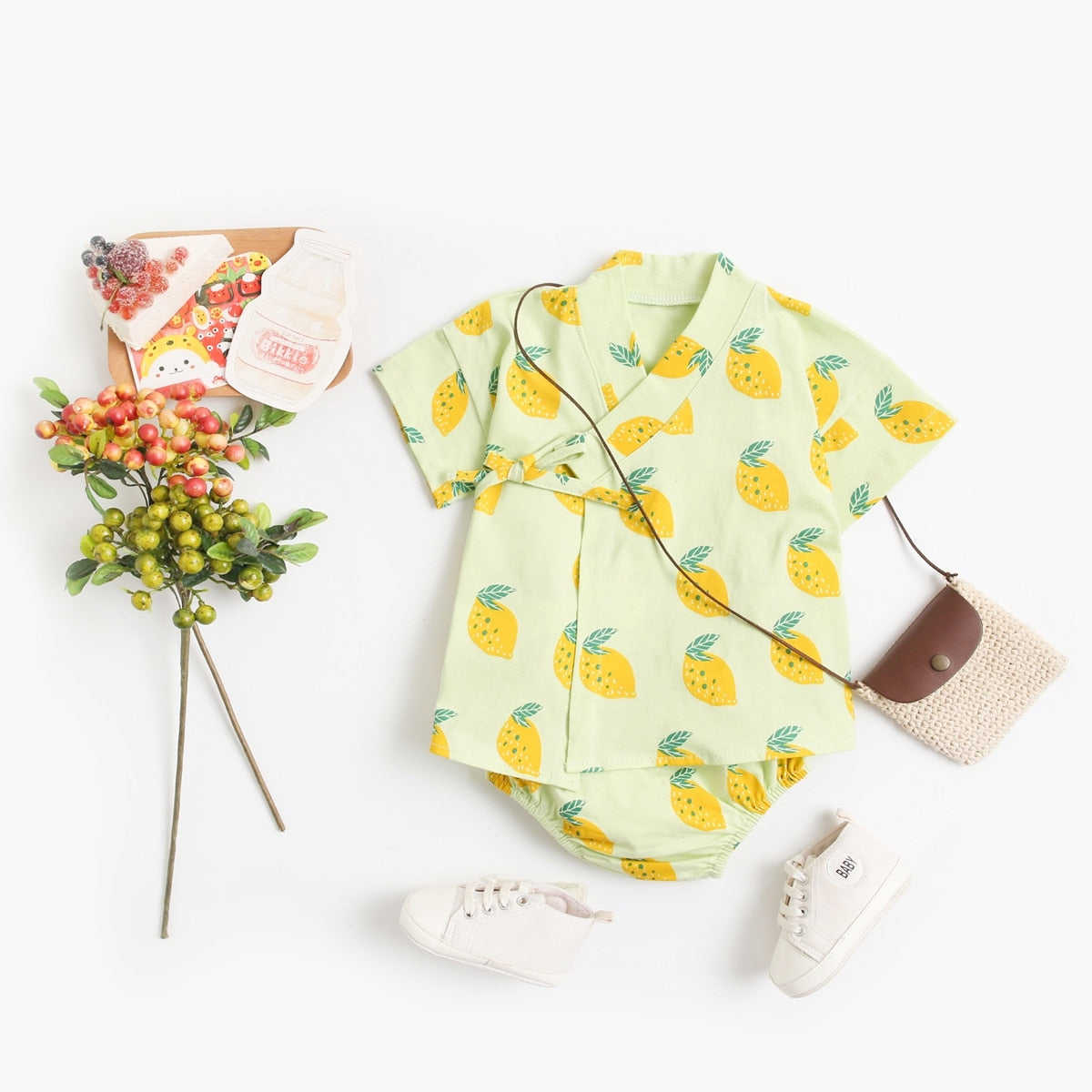 Fruit Print Baby Boys Girls 2pcs Cotton Clothing Sets