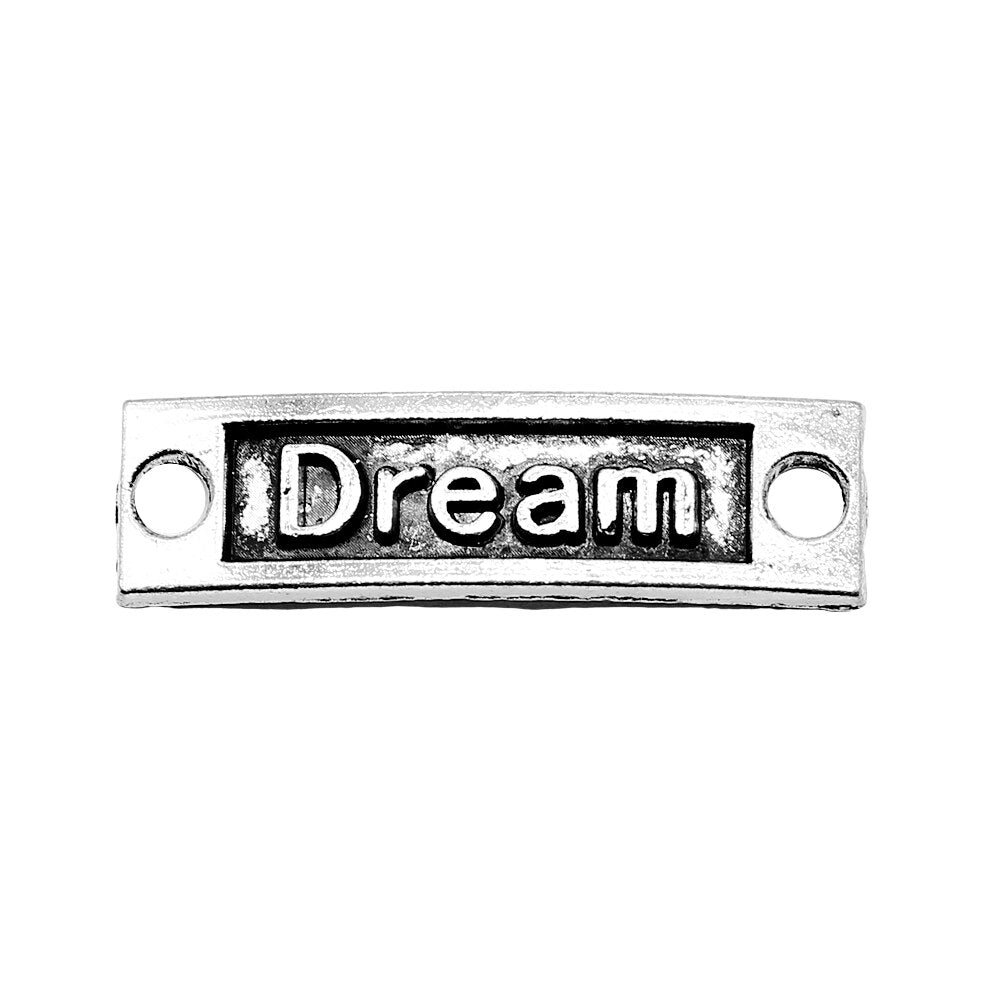 WYSIWYG 10pcs 35x9mm Dream Word Connector Charm Pendants For Jewelry Making Antique Silver Color