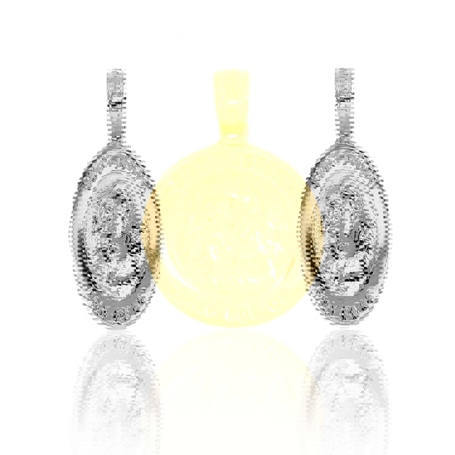 14K Yellow Gold Polished Saint Joseph Medal Charm Pendant