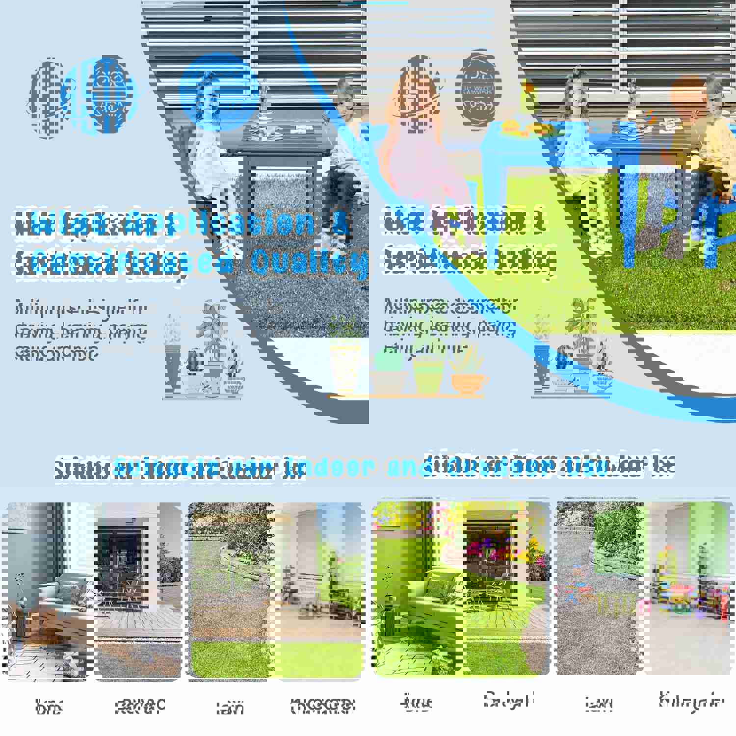 Costzon Kids Table, 25.5 x 25.5 Square Activity Play Table, Indoor & Outdoor, Toddler Table