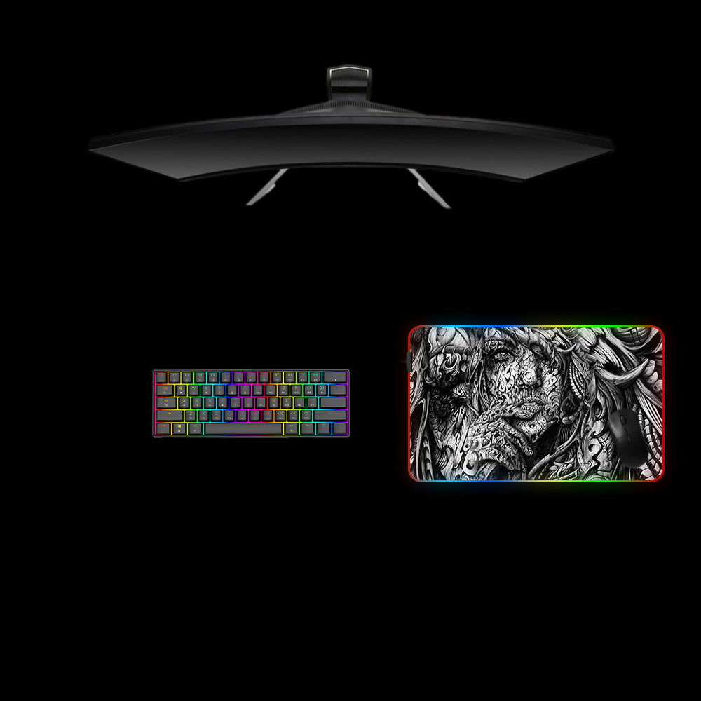 Abstract Art Women's Face Design RGB Gaming Mouse Pad with LED Strip