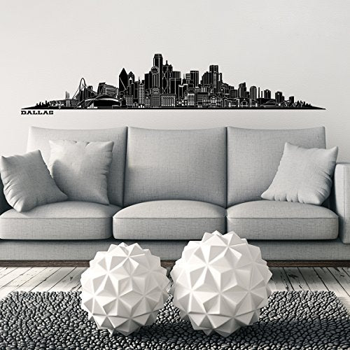 WANDKINGS Skyline Wall Sticker Wall Decal - 48.8 x 9.1 inch in Black - Dallas