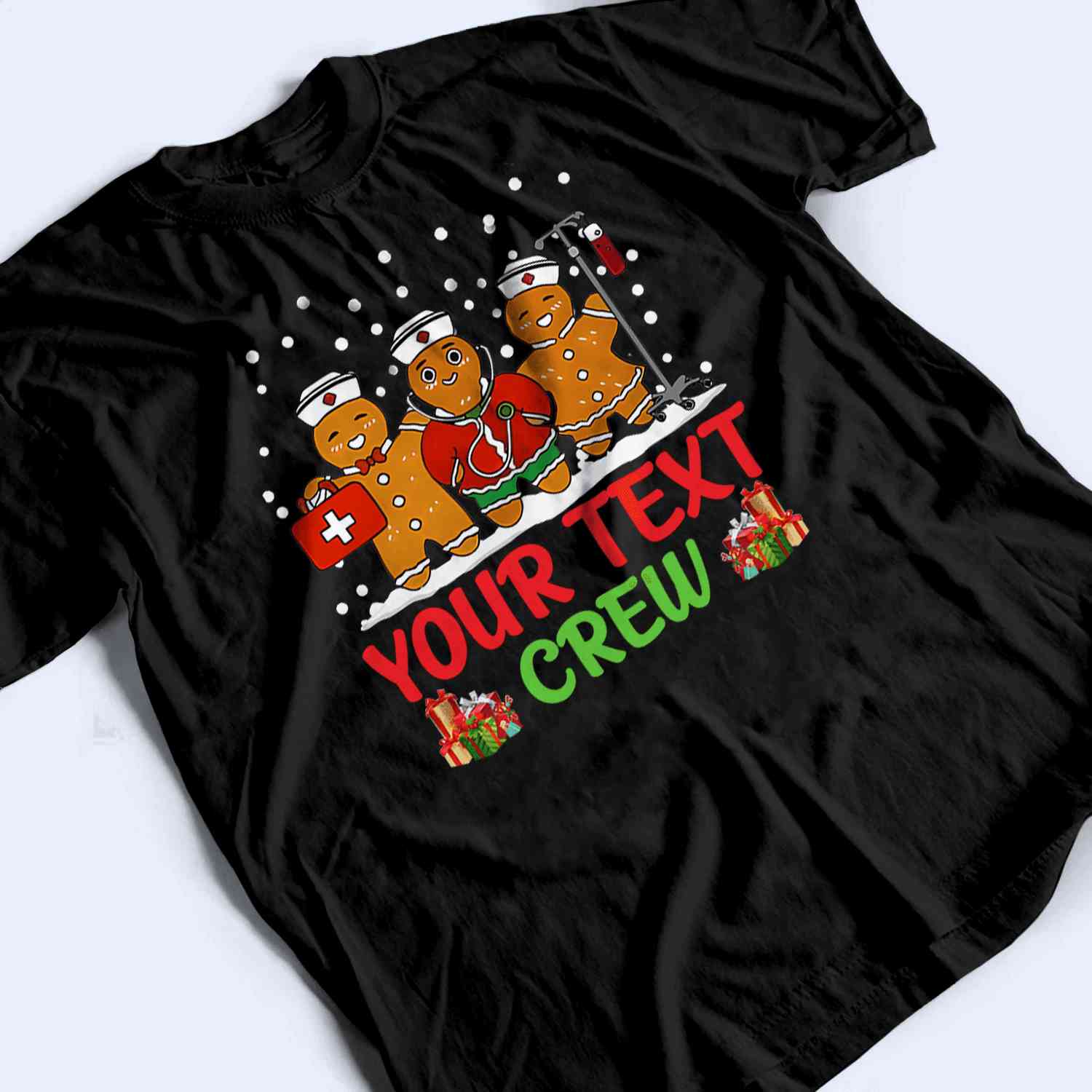Personalized Gingerbread Nurse Crew T-Shirt - Funny & Loving Gift for Nurses, CNAs, Healthcare Workers