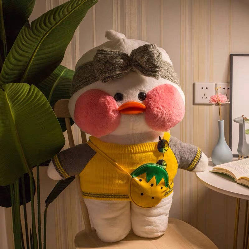 80cm Kawaii LaLafanfan Cafe Duck Plush Toy - Soft & Cuddly Birthday Gift for Kids