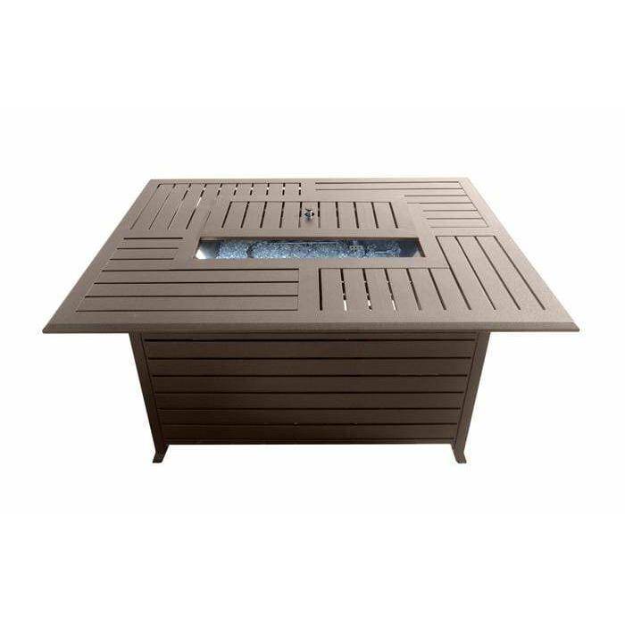 AZ Patio Heaters Rectangular Slatted Aluminum Propane Fire Pit Table