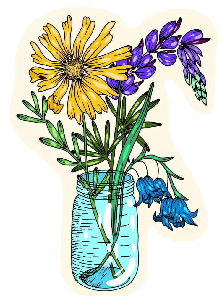 Jar of Flowers Sticker - Weatherproof & UV Protected