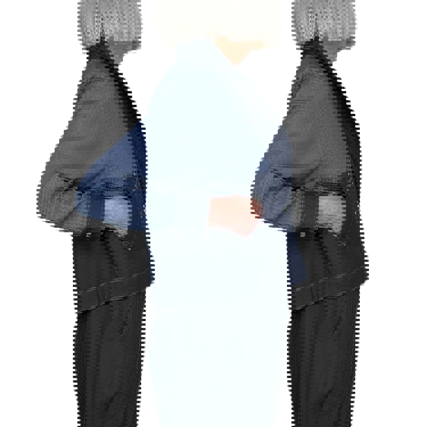 Short Cotton Lawn Denim Jacket - Cropped Style with Adjustable Cuffs