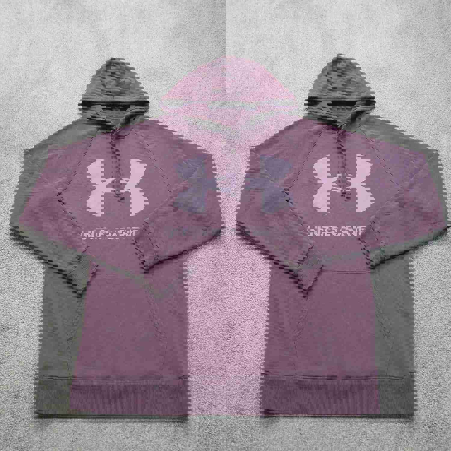 Under Armour Women's Hoodie with Kangaroo Pockets - Loose Fit, Logo, Nude Purple, Size Large