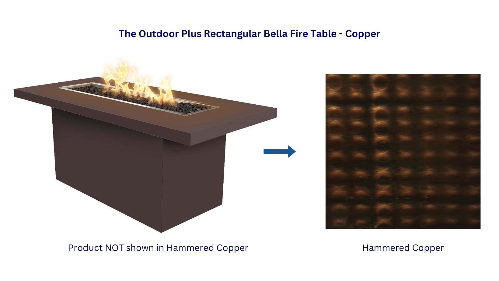 Outdoor Plus 60 Rectangular Bella Copper Fire Table