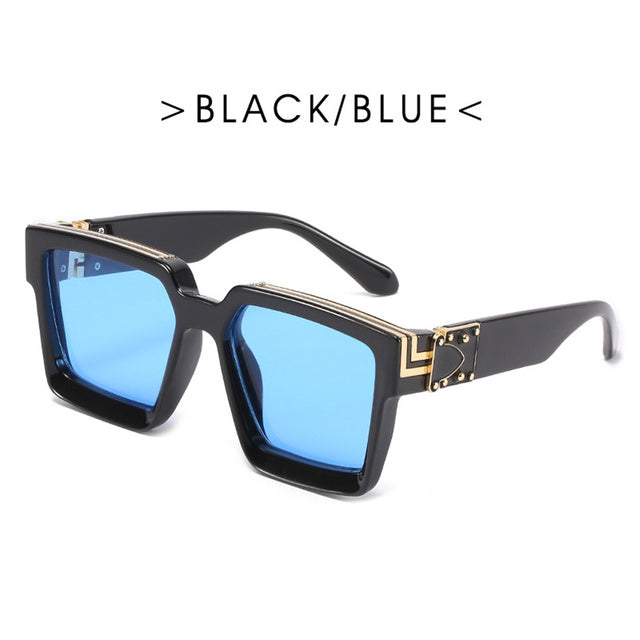 Fashion Trend Big Frame Sunglasses for Women - Green Marble Print UV400 Protection