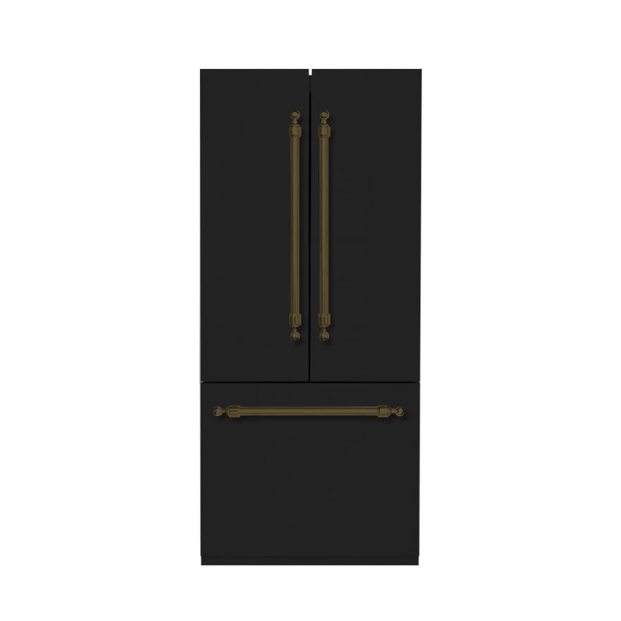 Hallman 36 Built-In French Door Refrigerator with Interior Water Dispenser and Auto Ice Maker