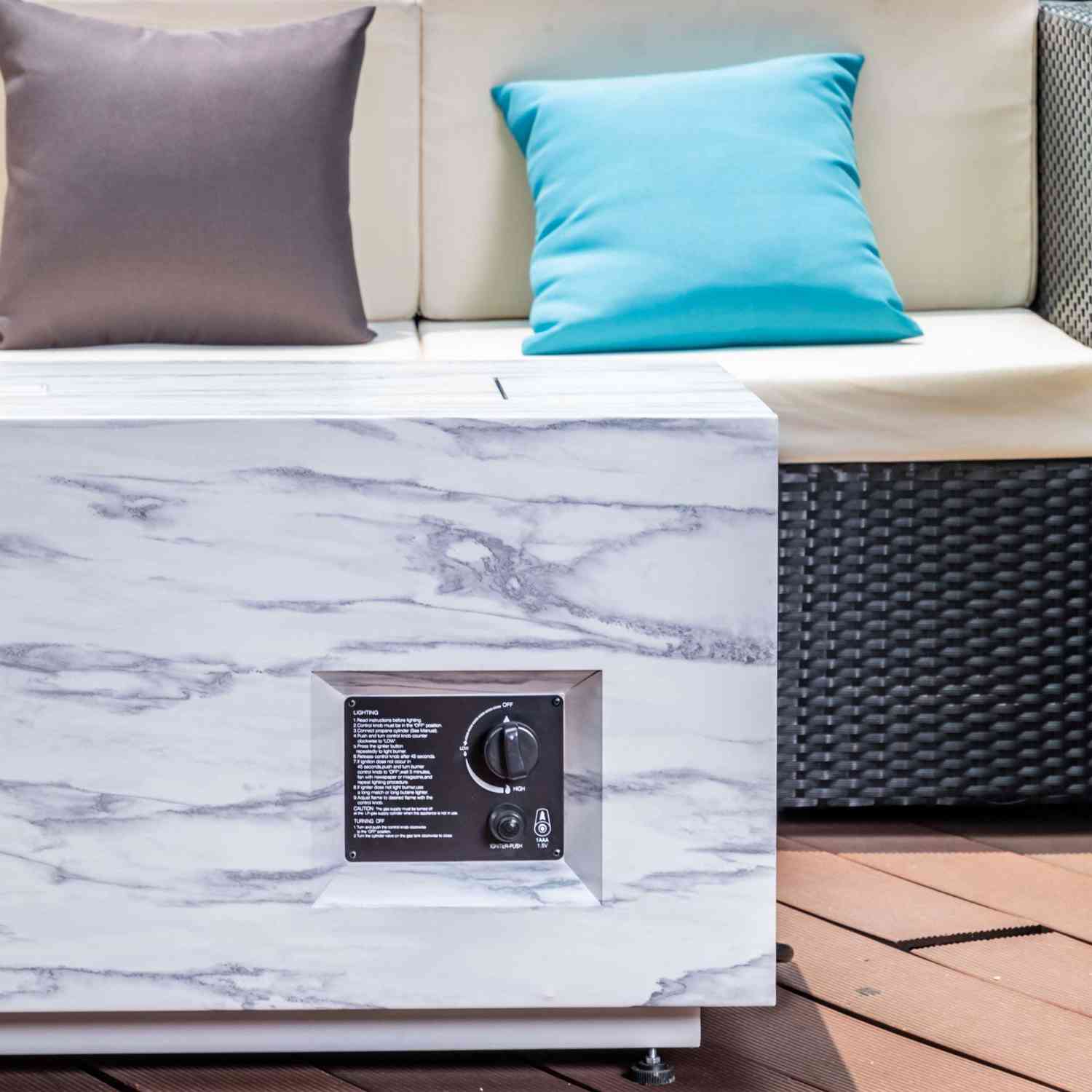 Outdoor 42 Rectangle Propane Fire Pit Table