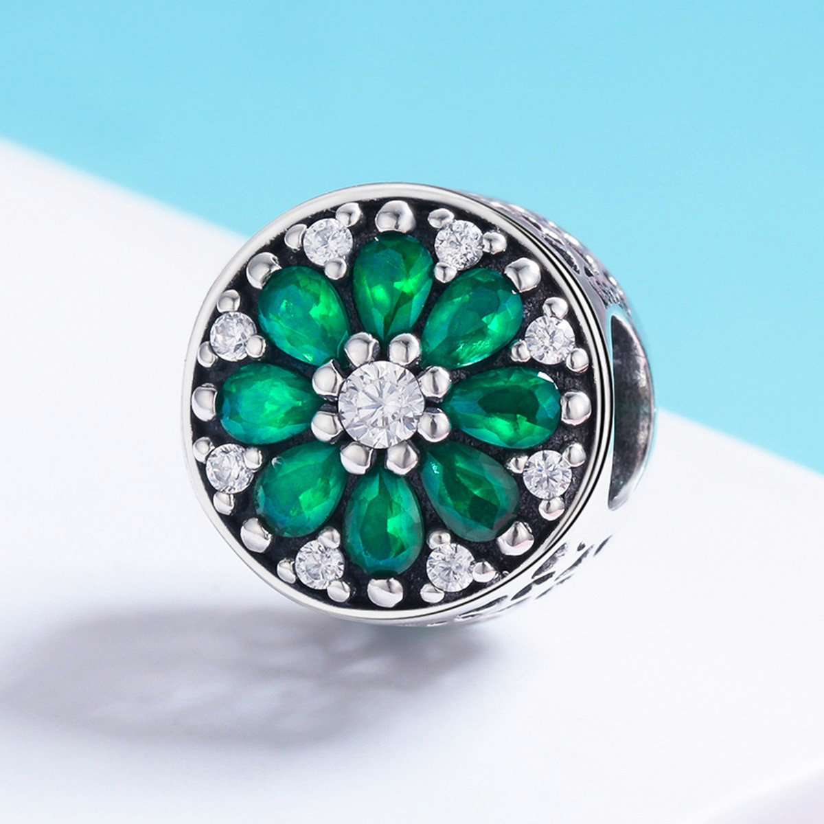 Sterling 925 Silver Datura Floral Pendant for Pandora & European Charm Bracelets