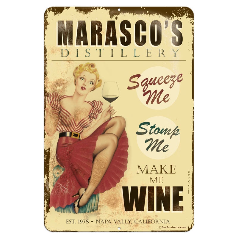 Custom Vintage Metal Bar Sign - Personalized 12 x 18 Wine Distillery Decor