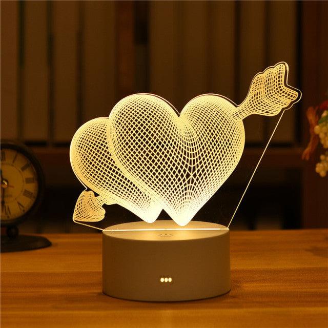 3D Love Lamp Acrylic Bear Rose LED Night Light for Valentine's Day, Christmas, and Party Decorations