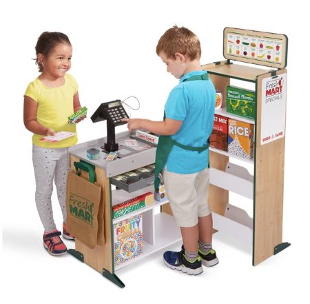 Melissa & Doug Fresh Mart Grocery Store - Interactive Wooden Grocery Play Set for Kids
