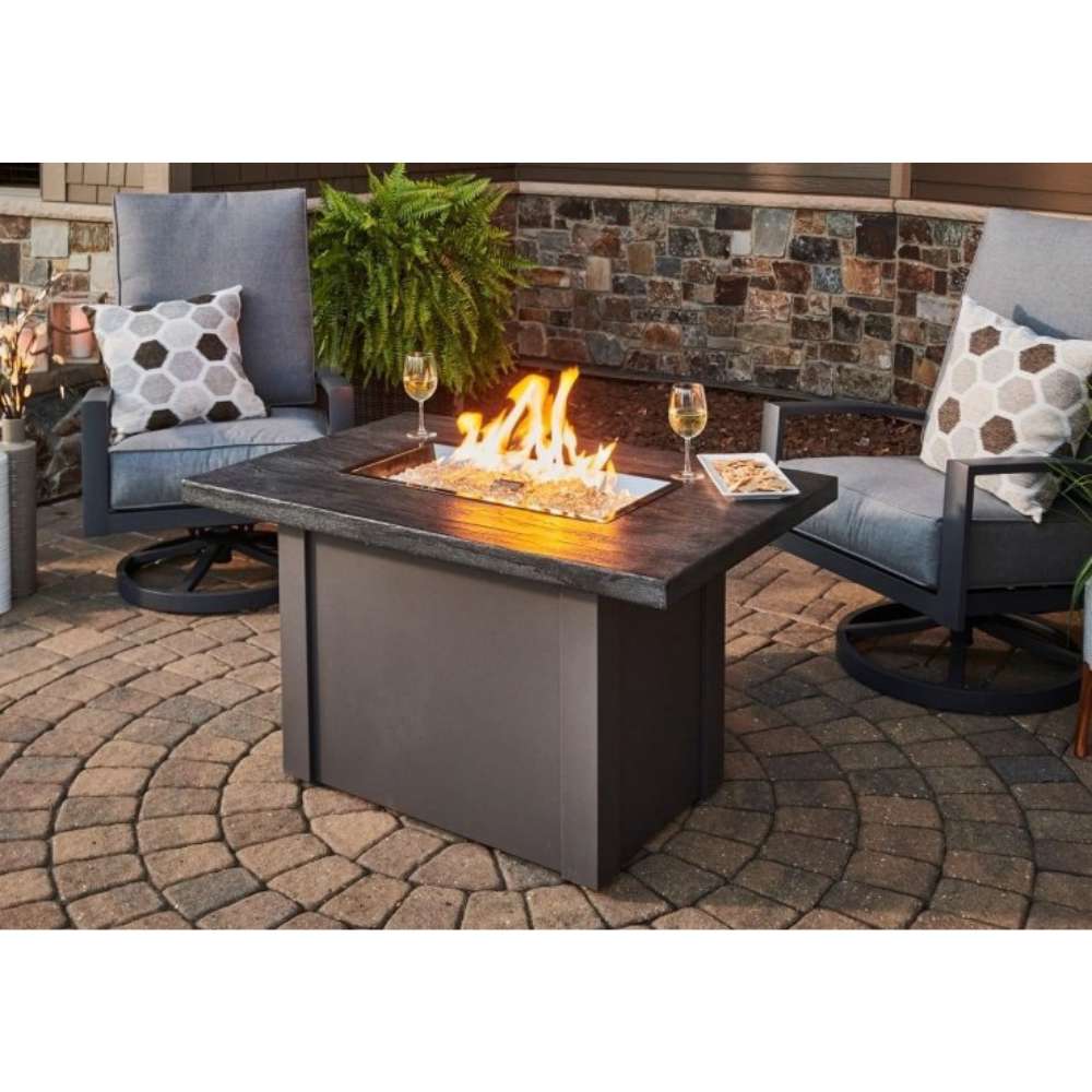 The Outdoor Greatroom Company Stone Grey Havenwood Rectangular Gas Fire Pit Table with Grey Base