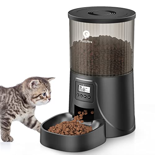 PETULTRA Automatic Cat Feeders, 4L Programmable Pet Dry Food Dispenser with Dual Power Supply