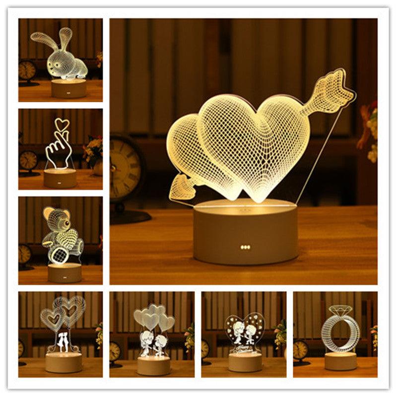 3D Love Lamp Acrylic Bear Rose LED Night Light for Valentine's Day, Christmas, and Party Decorations