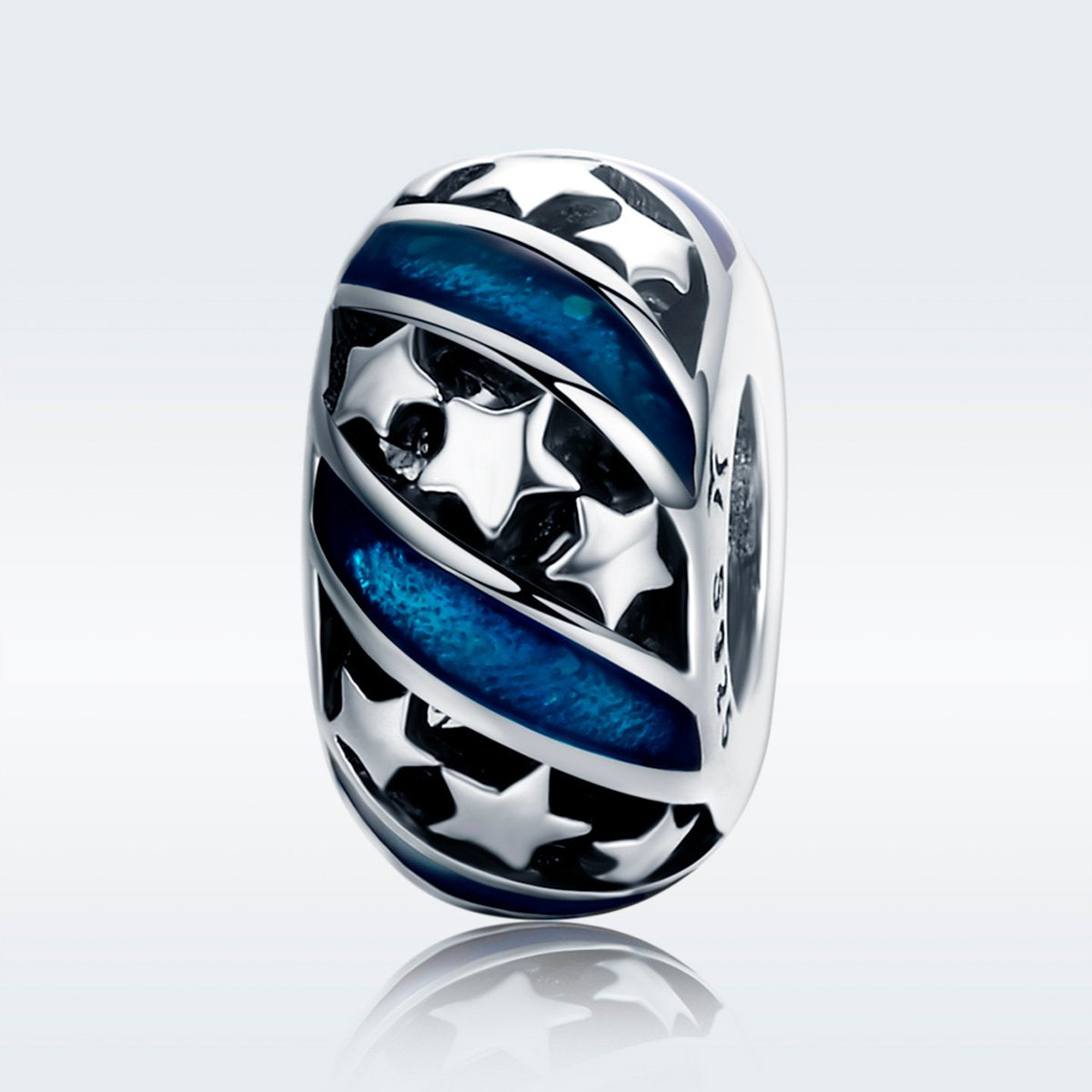 Sterling 925 Silver Tri-Star Circle Pendant for Pandora & European Charm Bracelets