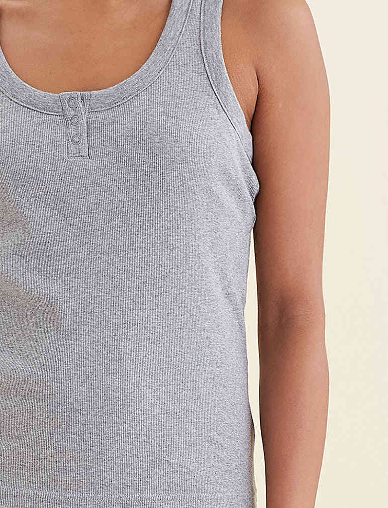 Milla Rib Shelf Bra Henley Tank - Buy 2 for $60