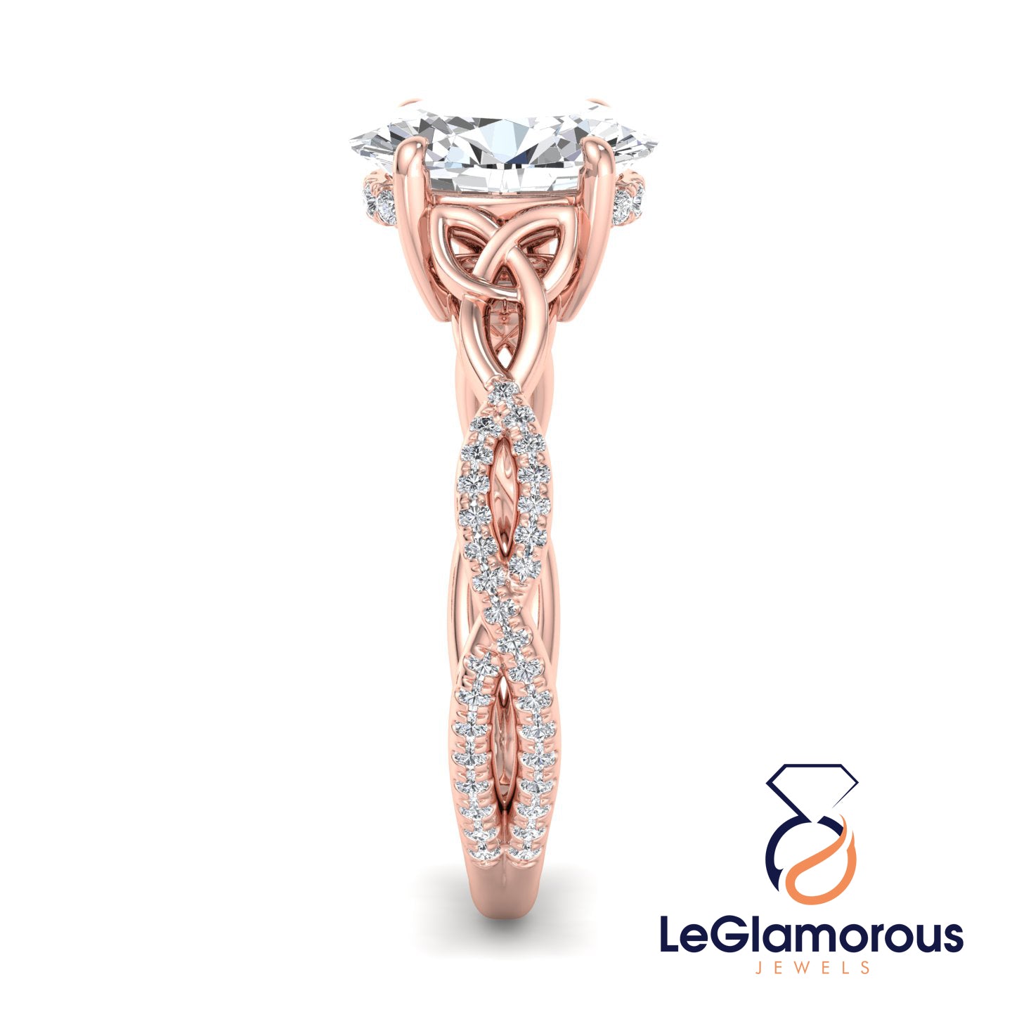 Hidden Halo Oval Cut Pave Style Lab Grown Diamond Engagement Ring