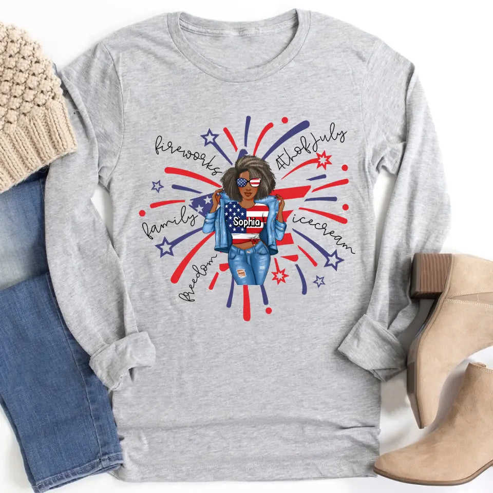 July Birthday Shirt - Custom Birthday T-Shirt for Women, Queens Born in July, Independence Day Gift