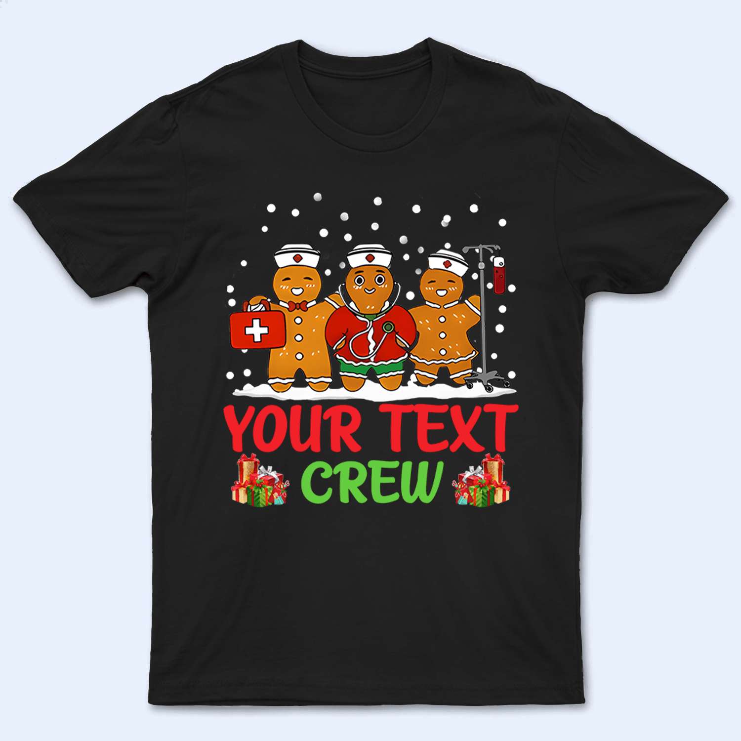 Personalized Gingerbread Nurse Crew T-Shirt - Funny & Loving Gift for Nurses, CNAs, Healthcare Workers