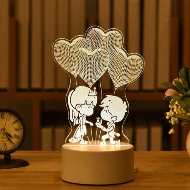 3D Love Lamp Acrylic Bear Rose LED Night Light for Valentine's Day, Christmas, and Party Decorations