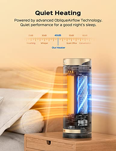 Dreo Space Heater for Indoor Use, 1500W Fast Heating Ceramic Electric Heater with Thermostat, Remote, Overheating & Tip-Over Protection, 1-12H Timer, 70° Oscillating Portable Heater for Office Bedroom