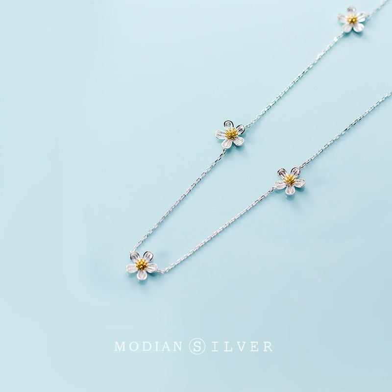 MODIAN Fashion Cute Daffodils Pendant Necklace for Women - Pure 925 Sterling Silver