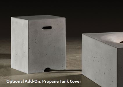 Cascade Square Fire on Glass Water Bowl with Electronic Ignition - Free Cover [Slick Rock Concrete]