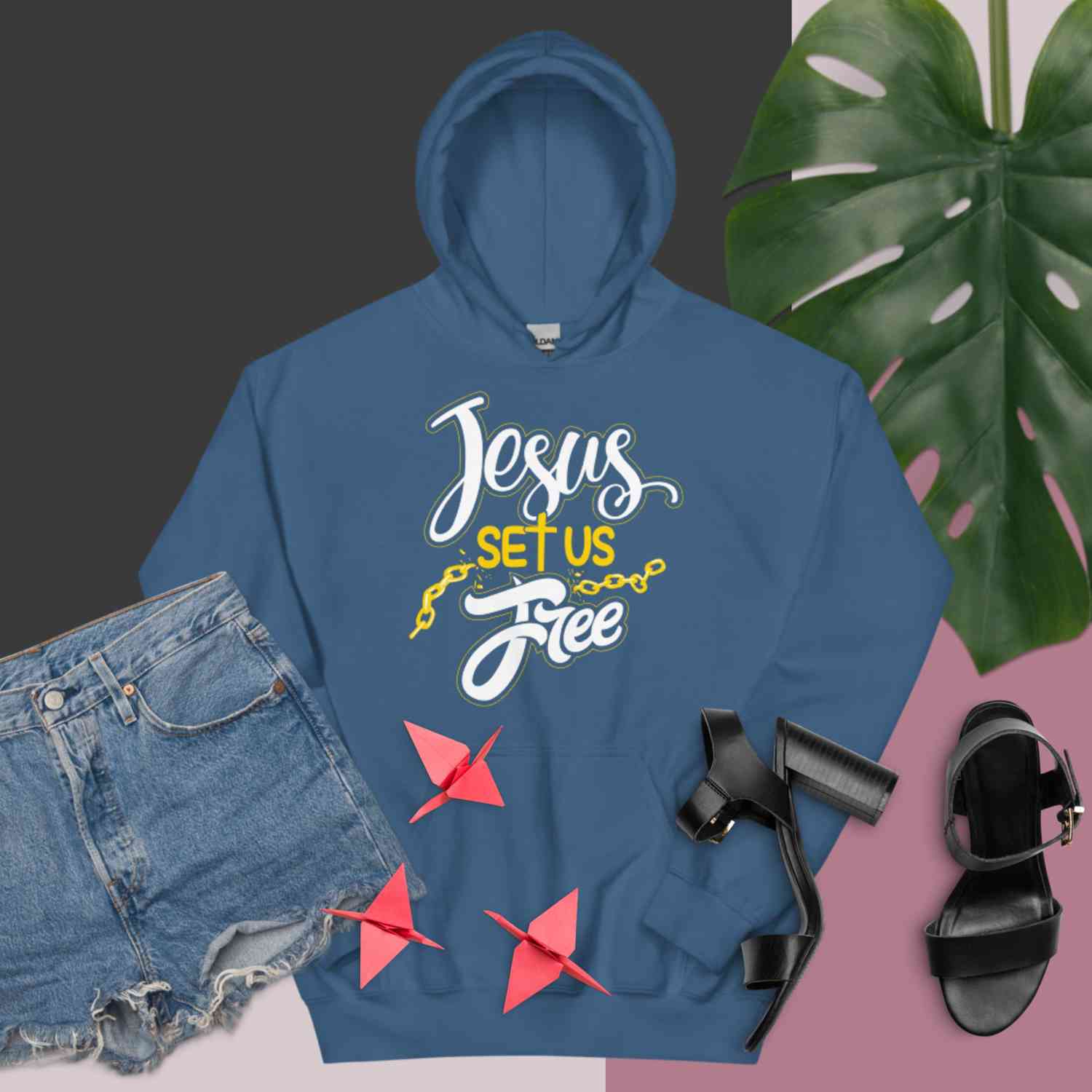 F&H Christian Jesus Set Us Free One-Sided Women's Hoodie