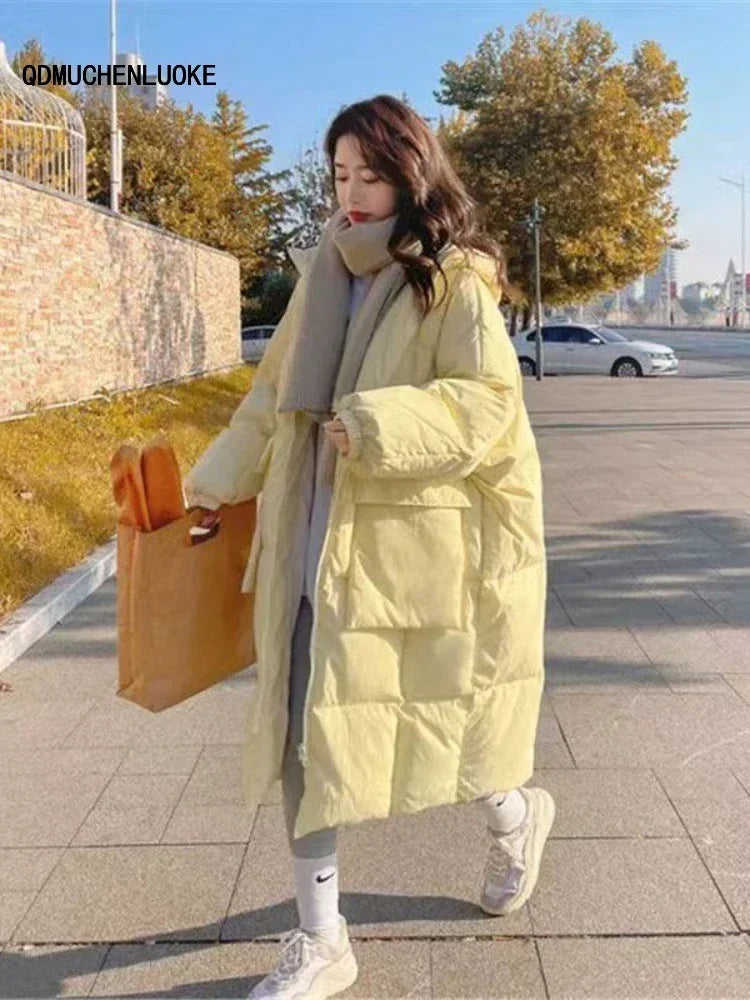 Nukty Winter Jacket for Women - Korean Style Fashion Loose Long Sleeved Hooded Parka