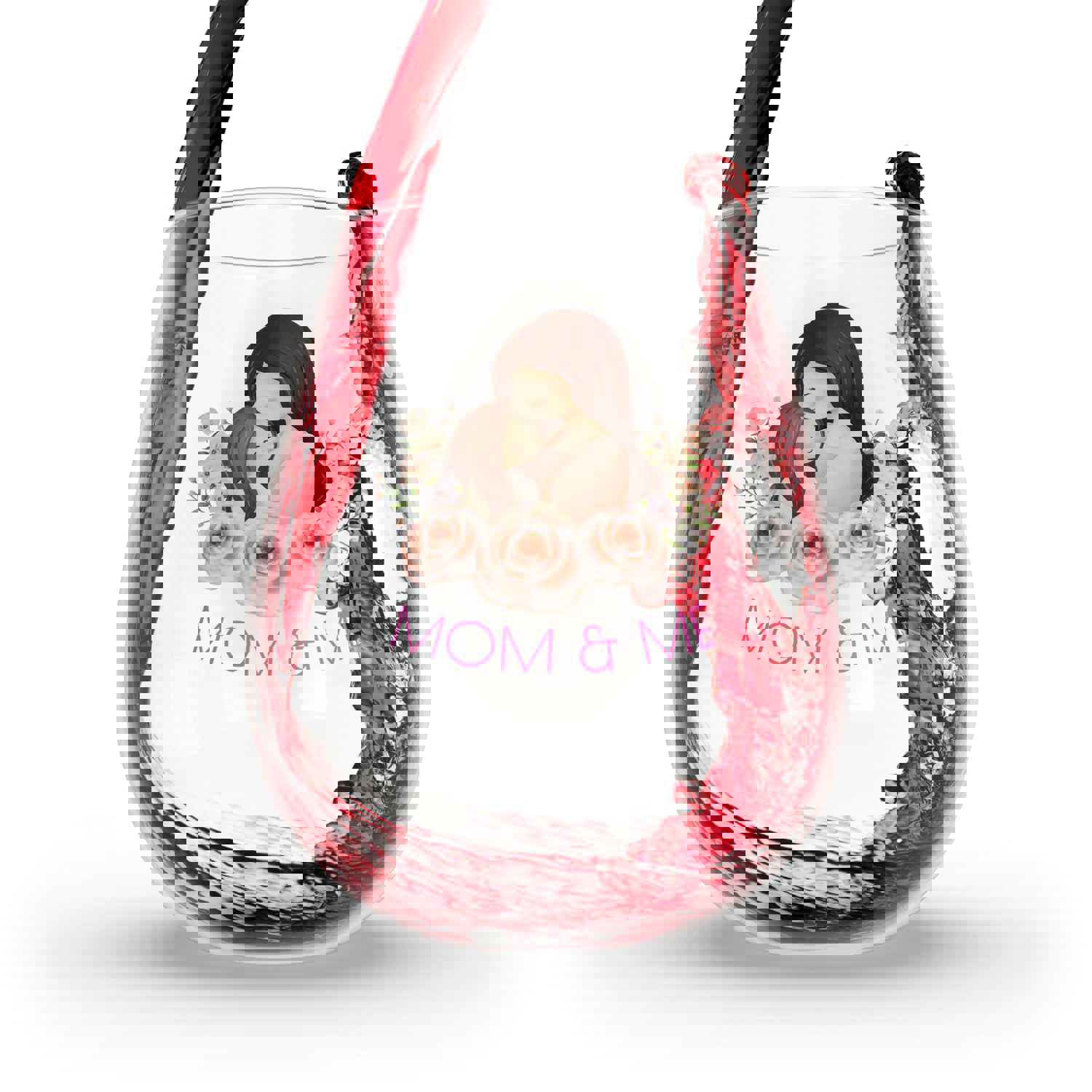Mom Stemless Wine Glass - Gift for Mom, Birthday, Mother's Day, Christmas
