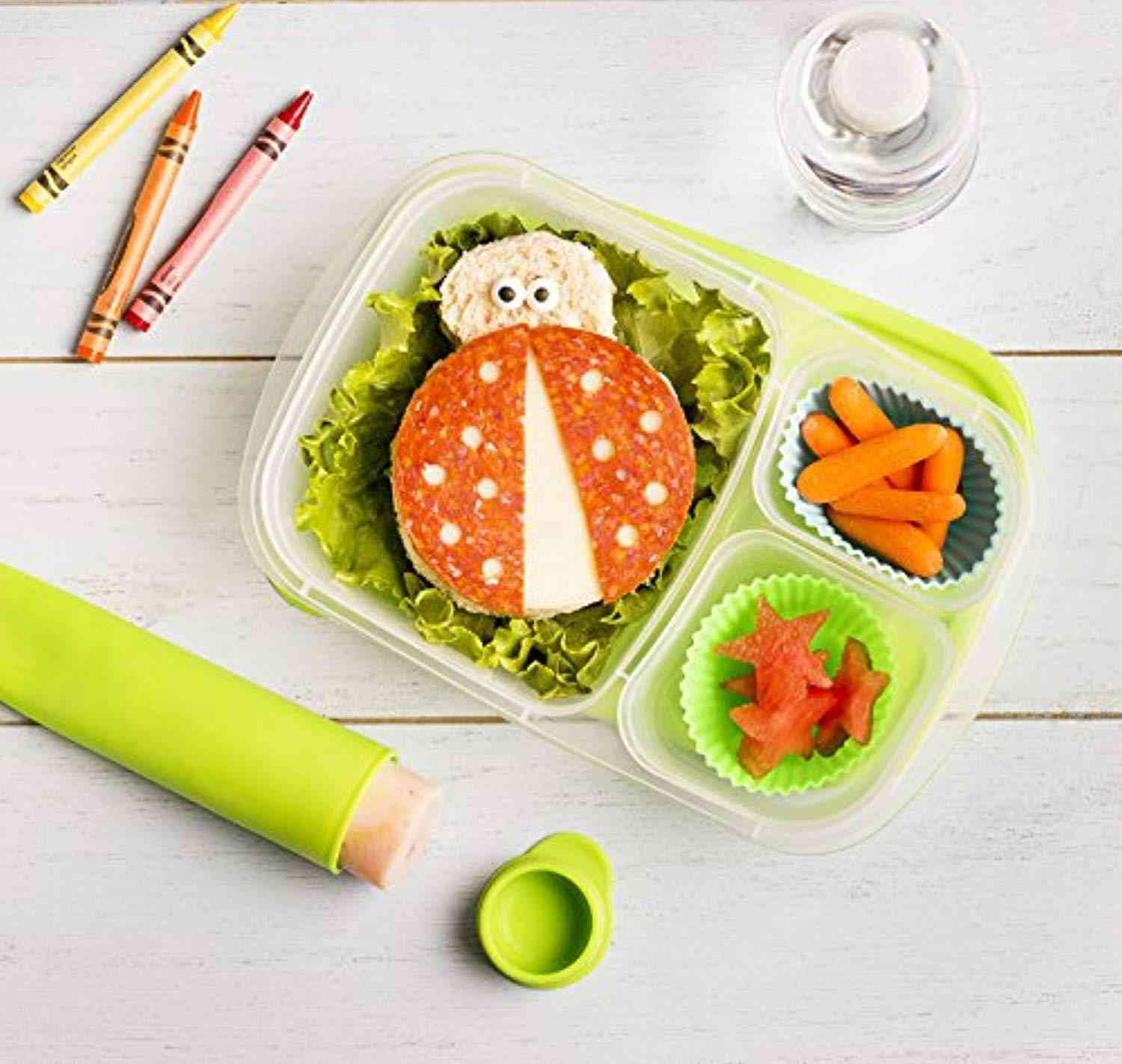 Sun & Sprouts 3 Compartment Containers - Reusable Bento Lunch Box & Divided Food Storage (4 Pack)