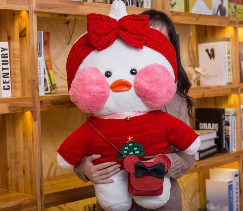 80cm Kawaii LaLafanfan Cafe Duck Plush Toy - Soft & Cuddly Birthday Gift for Kids