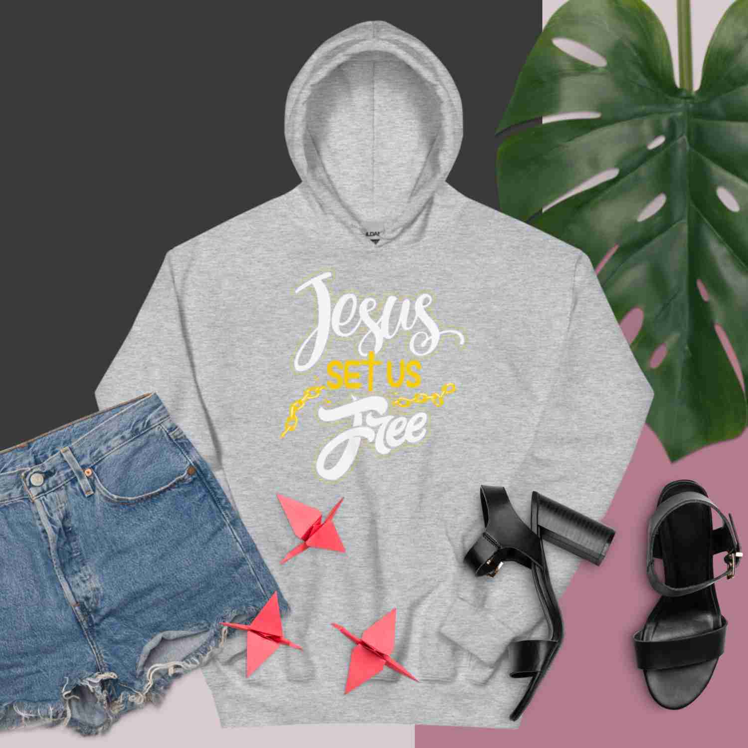 F&H Christian Jesus Set Us Free One-Sided Women's Hoodie