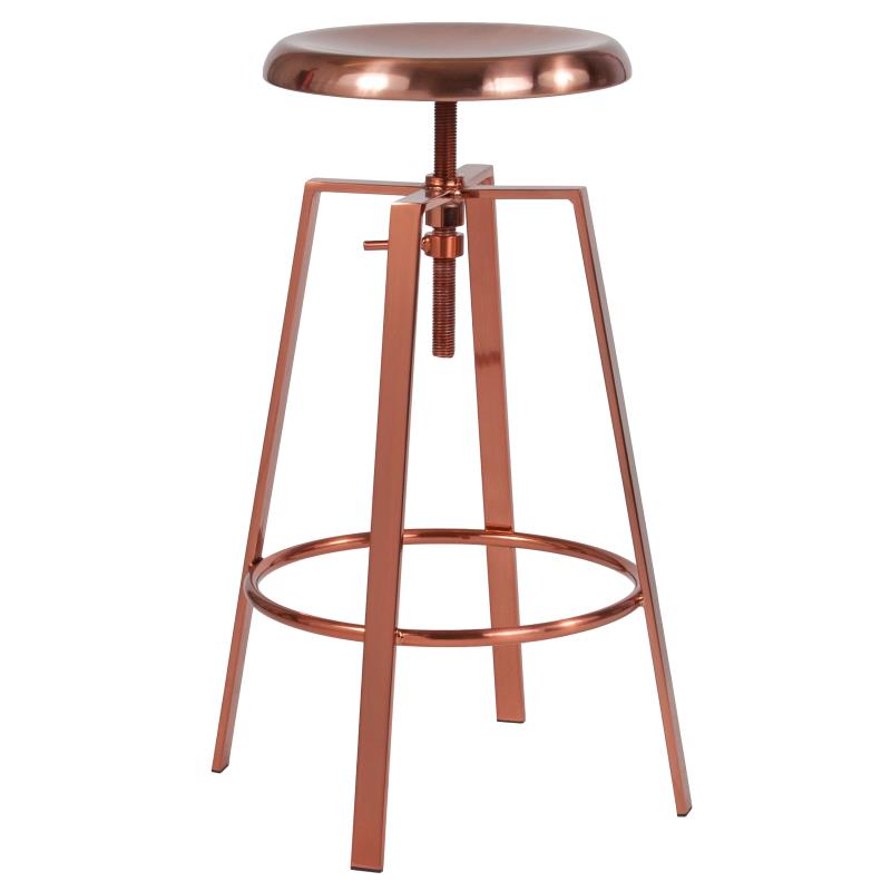 CH-181070-26S Flash Furniture Toledo Industrial Style Barstool With Swivel Lift Adjustable Height Seat In Rose Gold Finish
