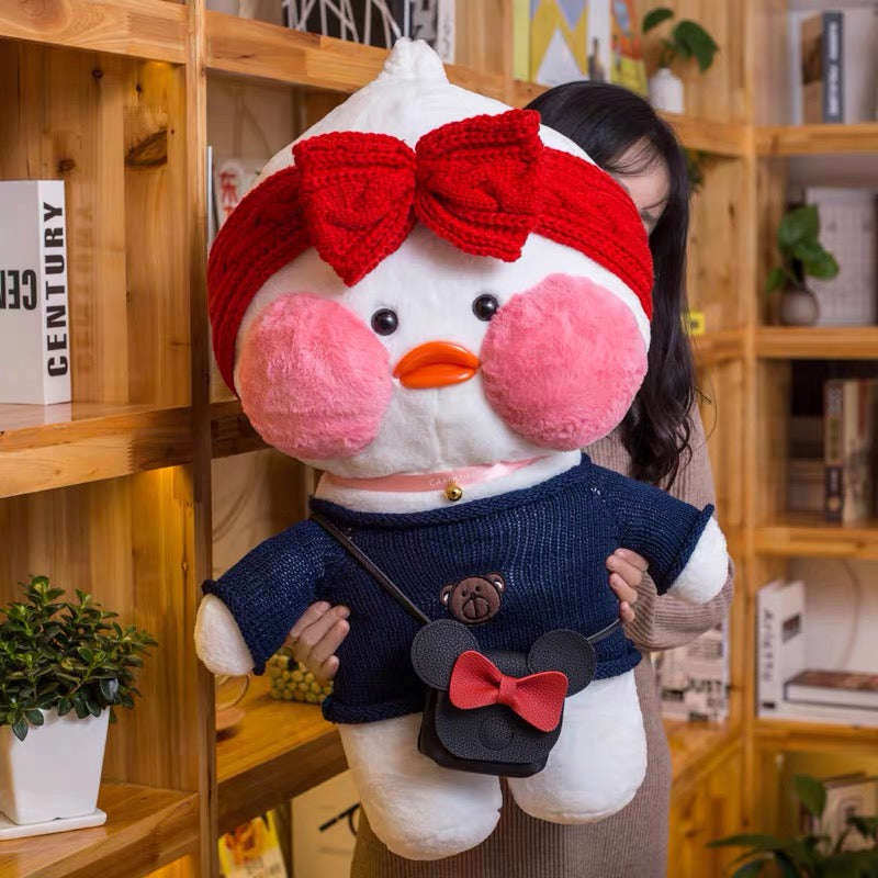 80cm Kawaii LaLafanfan Cafe Duck Plush Toy - Soft & Cuddly Birthday Gift for Kids