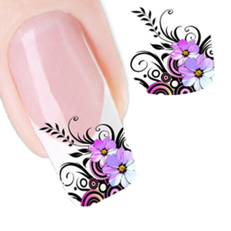 Flower Design Water Decals Transfer Nail Stickers For Manicure