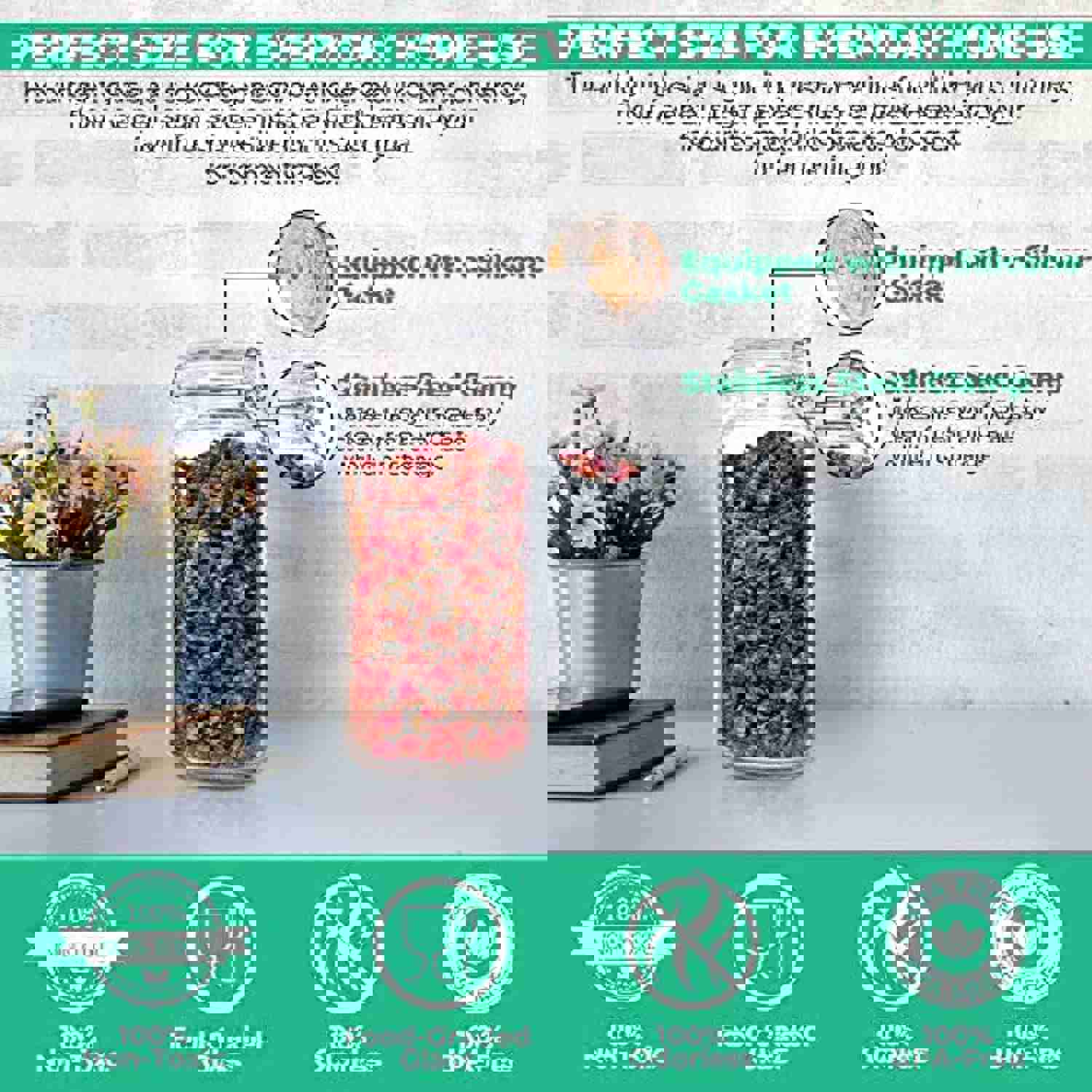 King Supply Glass Food Storage Jar Containers Set of 3 - Airtight 78oz Mason Jars with Seal Wire Fastening Clip
