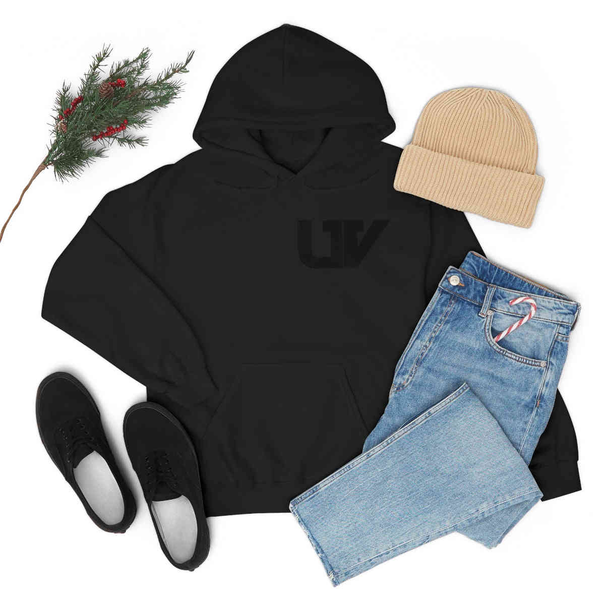 S-UV Hoodie Black Pocket Logo - Extra Comfy & Stylish