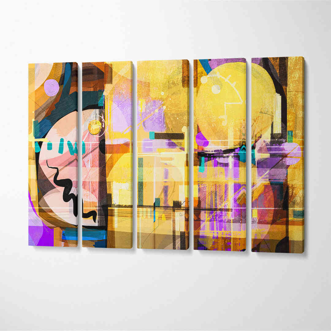 Abstract Multicolor Mix Brush Stroke and Splash Geometric Art Canvas Print