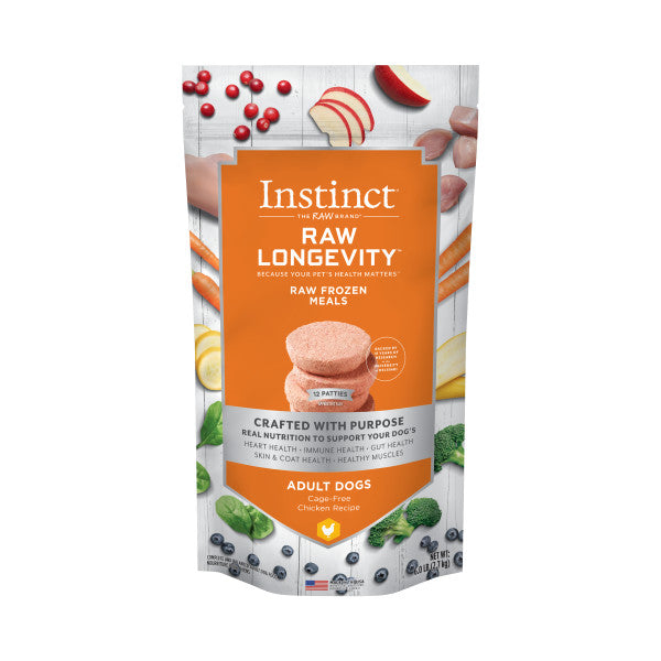 Instinct Raw Longevity Adult Frozen Chicken Patties Dog Food, 6-lb Bag