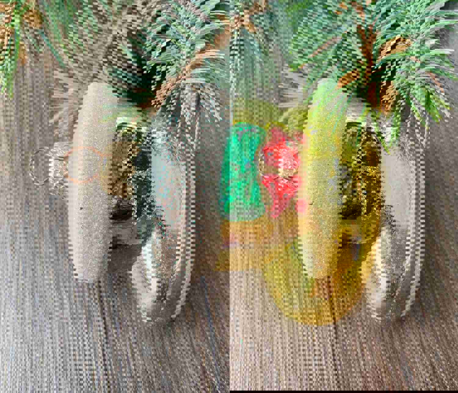 Vintage 1980s Christmas Boot Glass Ornament - Retro Christmas Tree Decoration