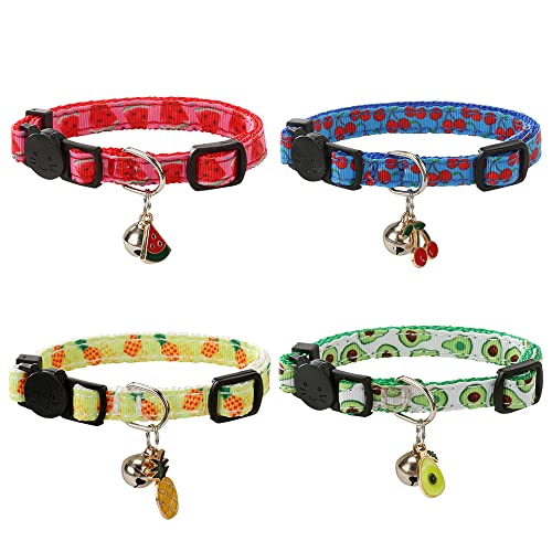 SuperBuddy Cat Collars Breakaway with Bell - 4 Pack Adjustable Safety Collars for Cats